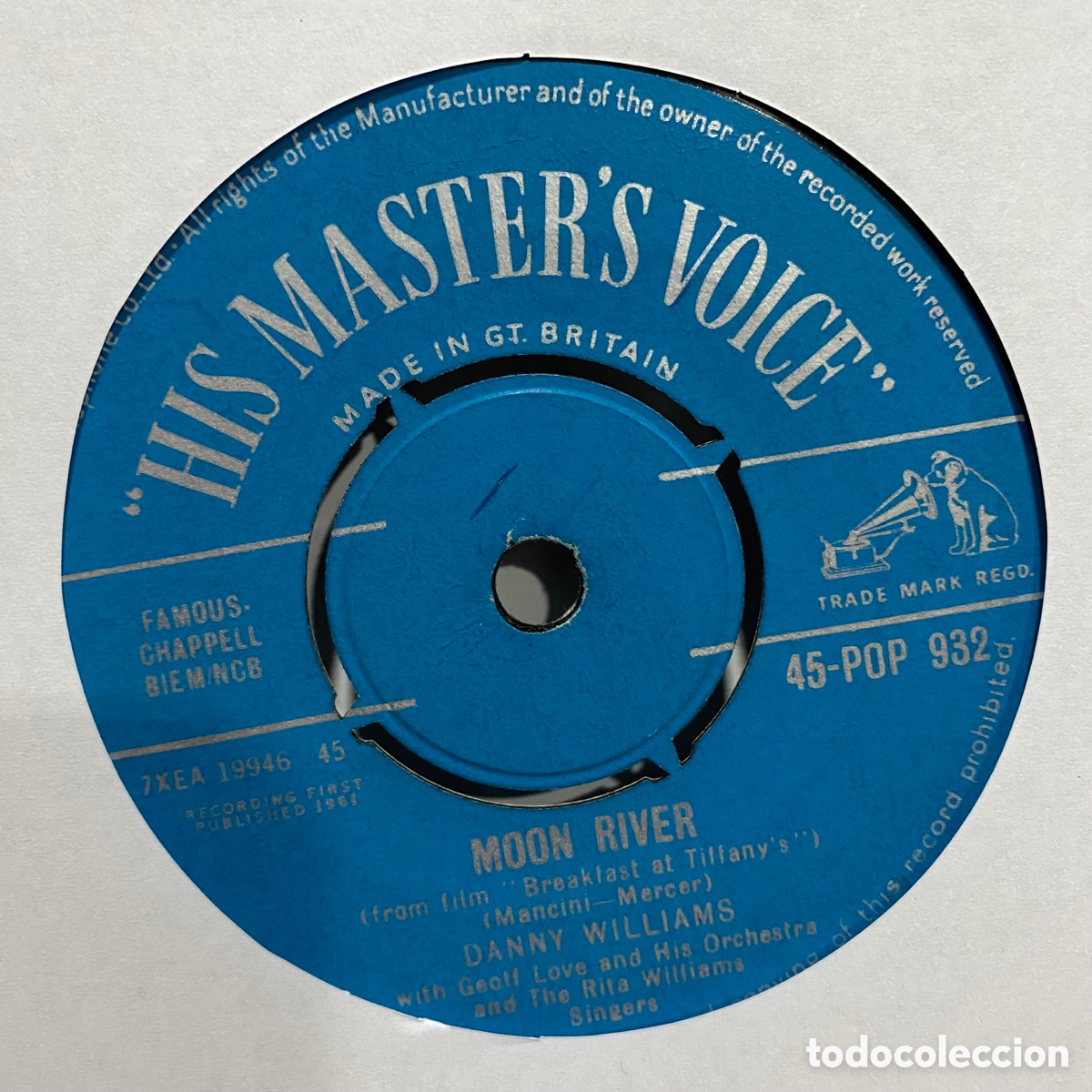 Discos de vinilo: Danny Williams - Moon River (7&rdquo;, Single) - Foto 2