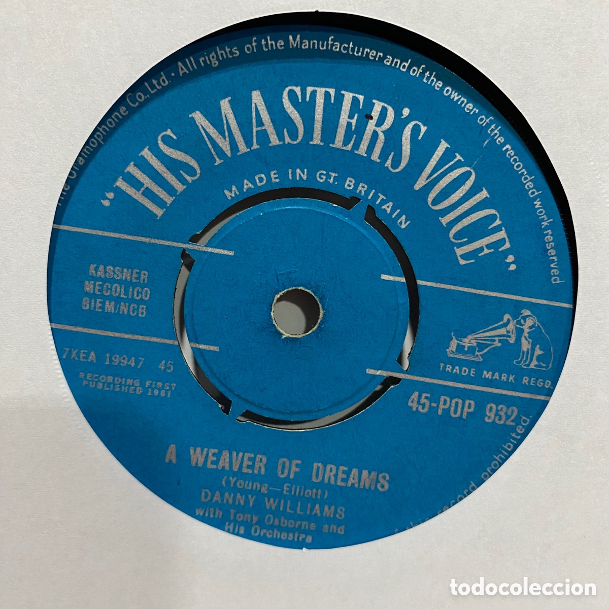 Discos de vinilo: Danny Williams - Moon River (7&rdquo;, Single) - Foto 1