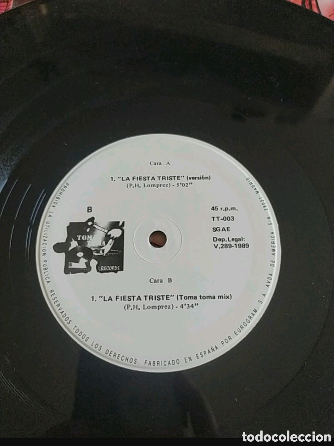 Discos de vinilo: Maxi single B. La V. La Fiesta Triste - Foto 3