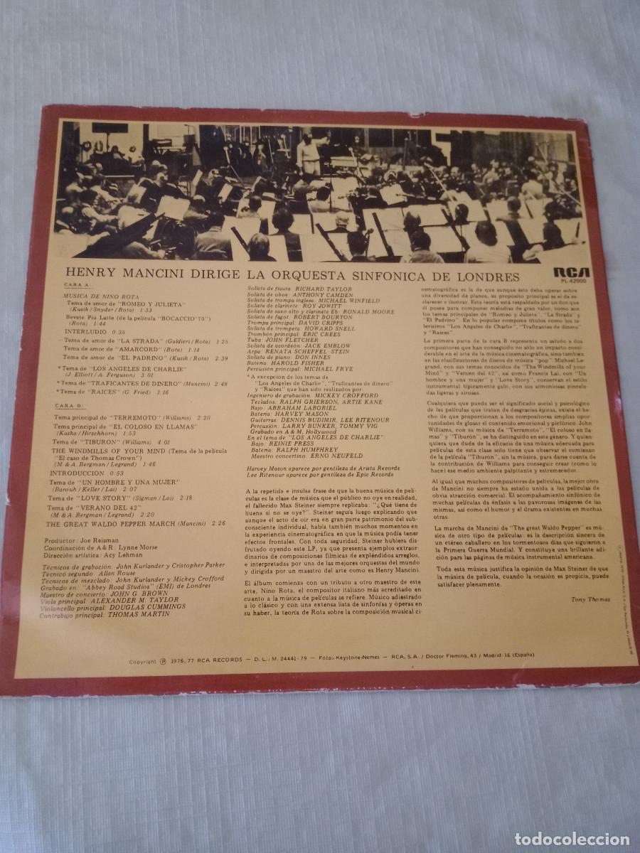 Discos de vinilo: HENRY MANCINI ORQUESTA SINFONICA DE LONDRES - Foto 2