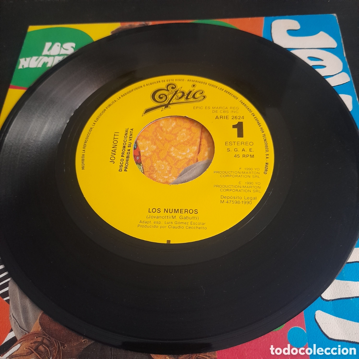 Discos de vinilo: Jovanotti &ndash; Los N&uacute;meros. Vinilo, 7&rdquo; 1990 Espa&ntilde;a - Foto 3