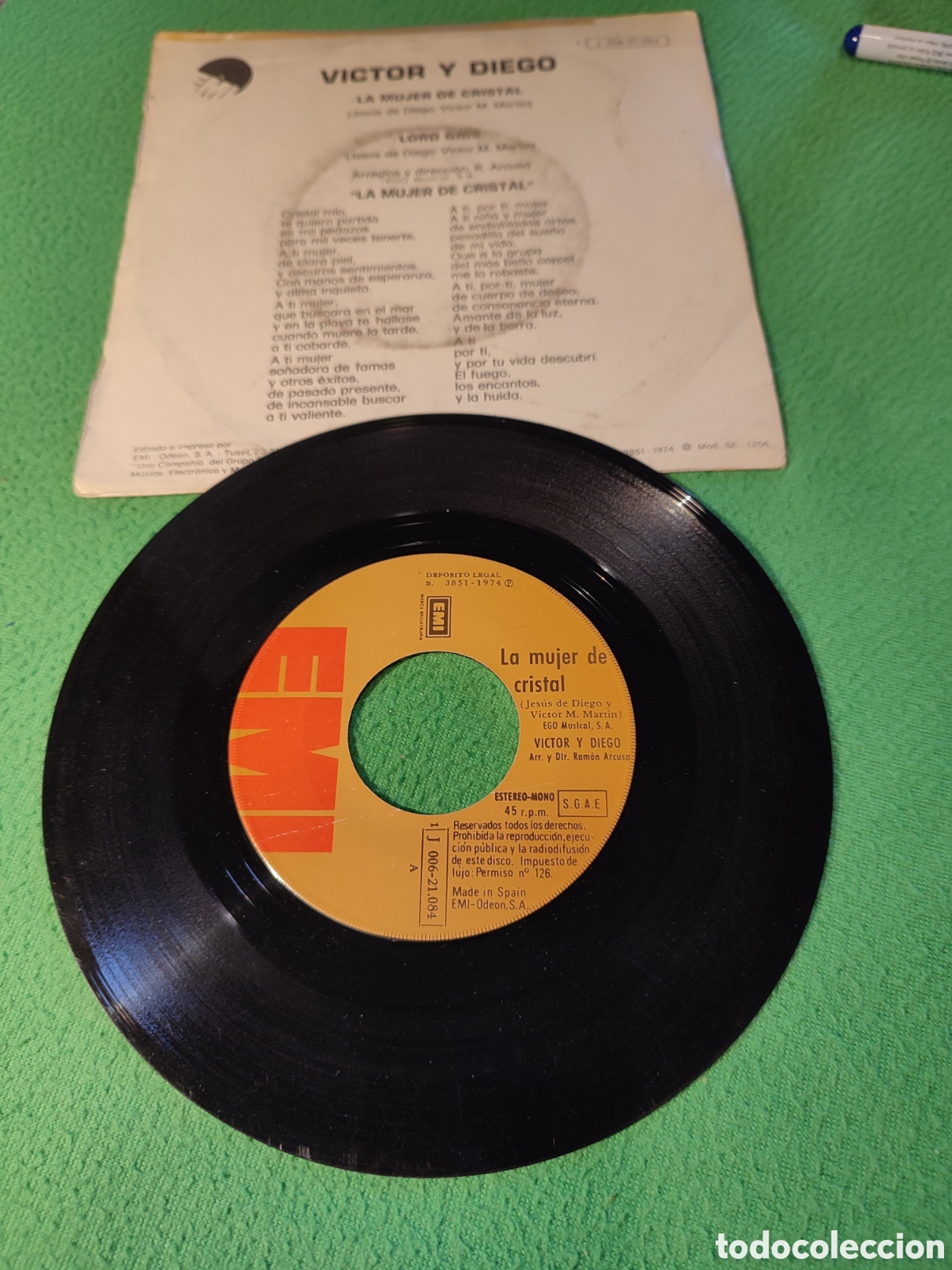 Discos de vinilo: V&iacute;ctor y Diego - La mujer de cristal - Foto 2