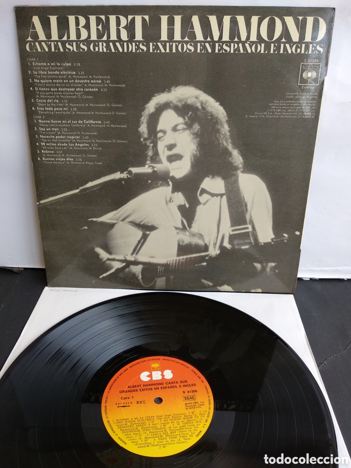 Discos de vinilo: ALBERT HAMMOND, SUS &Eacute;XITOS, SPAIN, CBS, 1976, J.2 - Foto 2