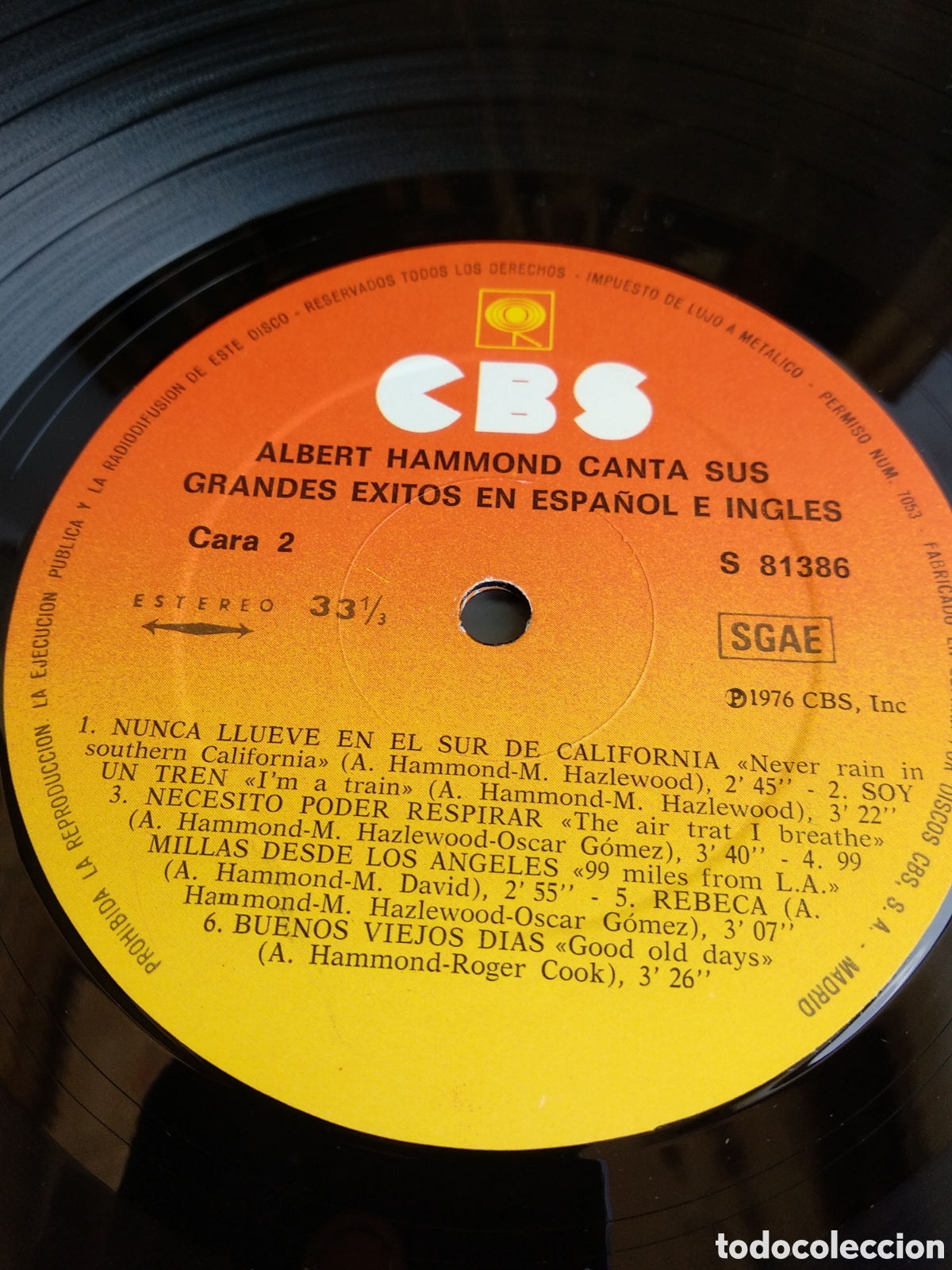 Discos de vinilo: ALBERT HAMMOND, SUS &Eacute;XITOS, SPAIN, CBS, 1976, J.2 - Foto 4