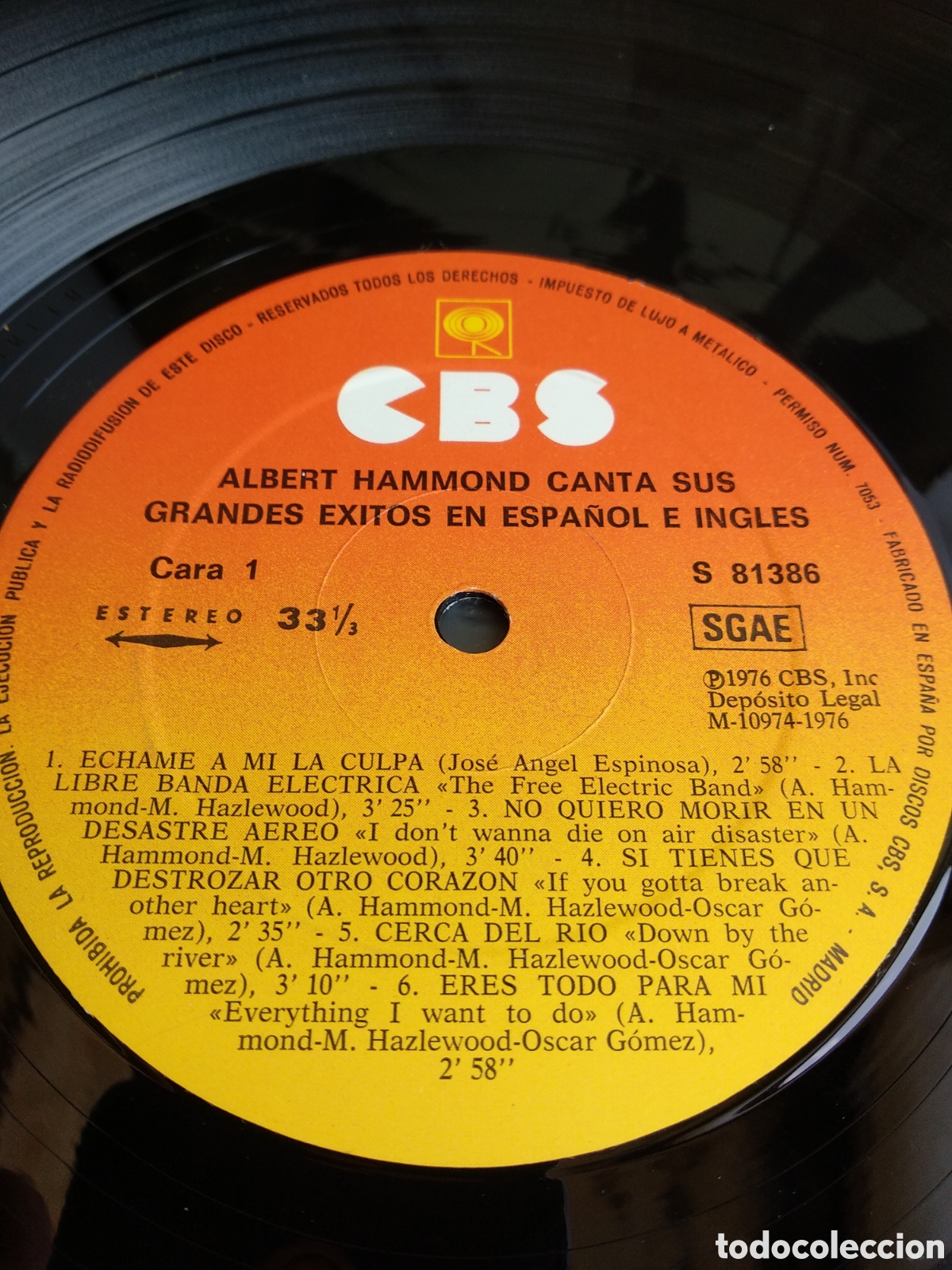Discos de vinilo: ALBERT HAMMOND, SUS &Eacute;XITOS, SPAIN, CBS, 1976, J.2 - Foto 3