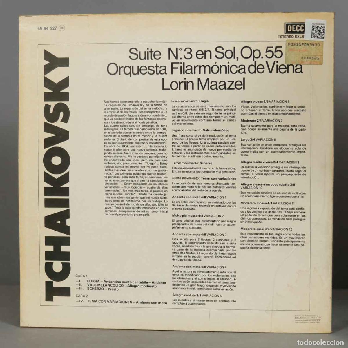 Discos de vinilo: LP. Tchaikovsky. SUIT 3 OP 55. MAAZEL - Foto 2