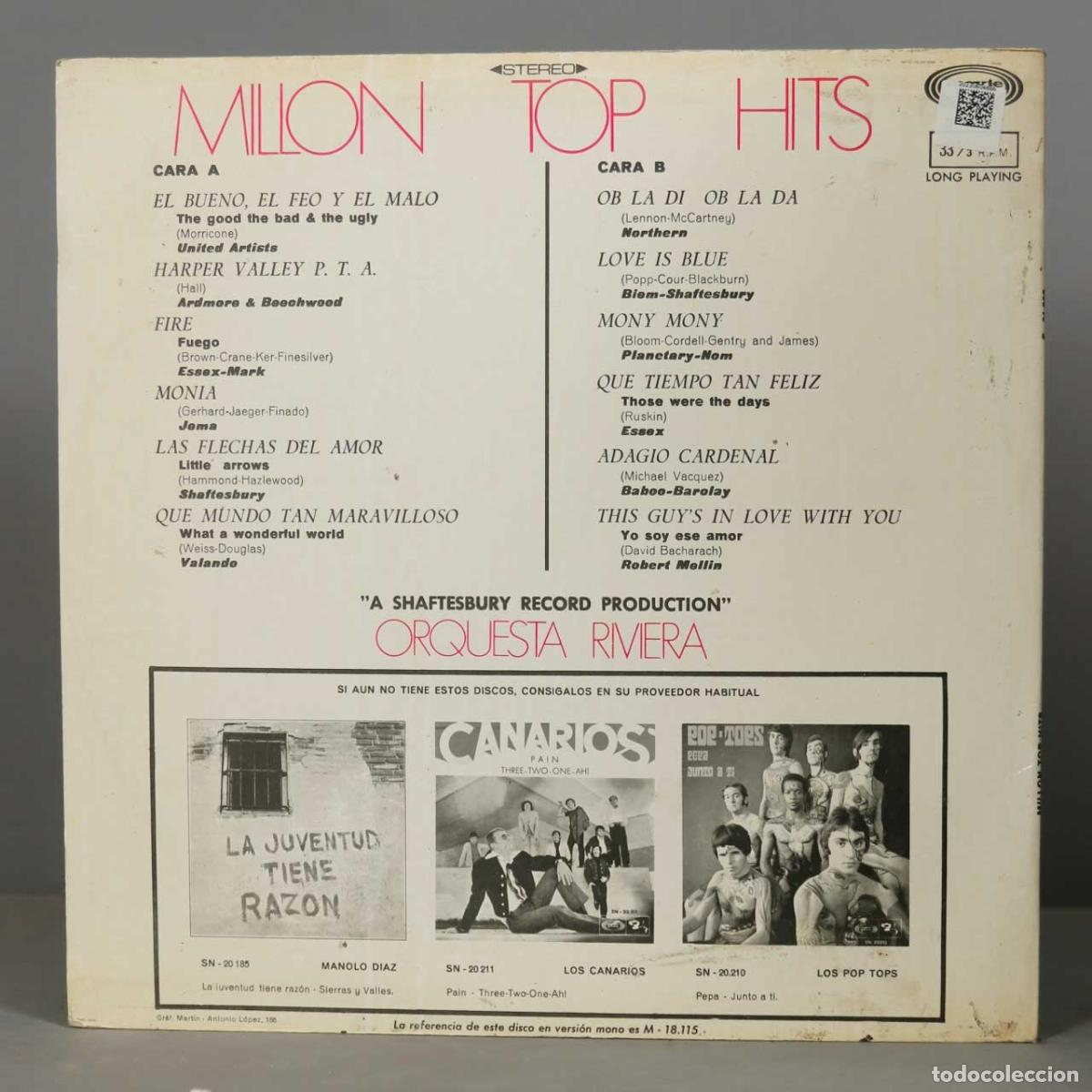 Discos de vinilo: LP. Orquesta Riviera &ndash; Million Top Hits - Foto 2