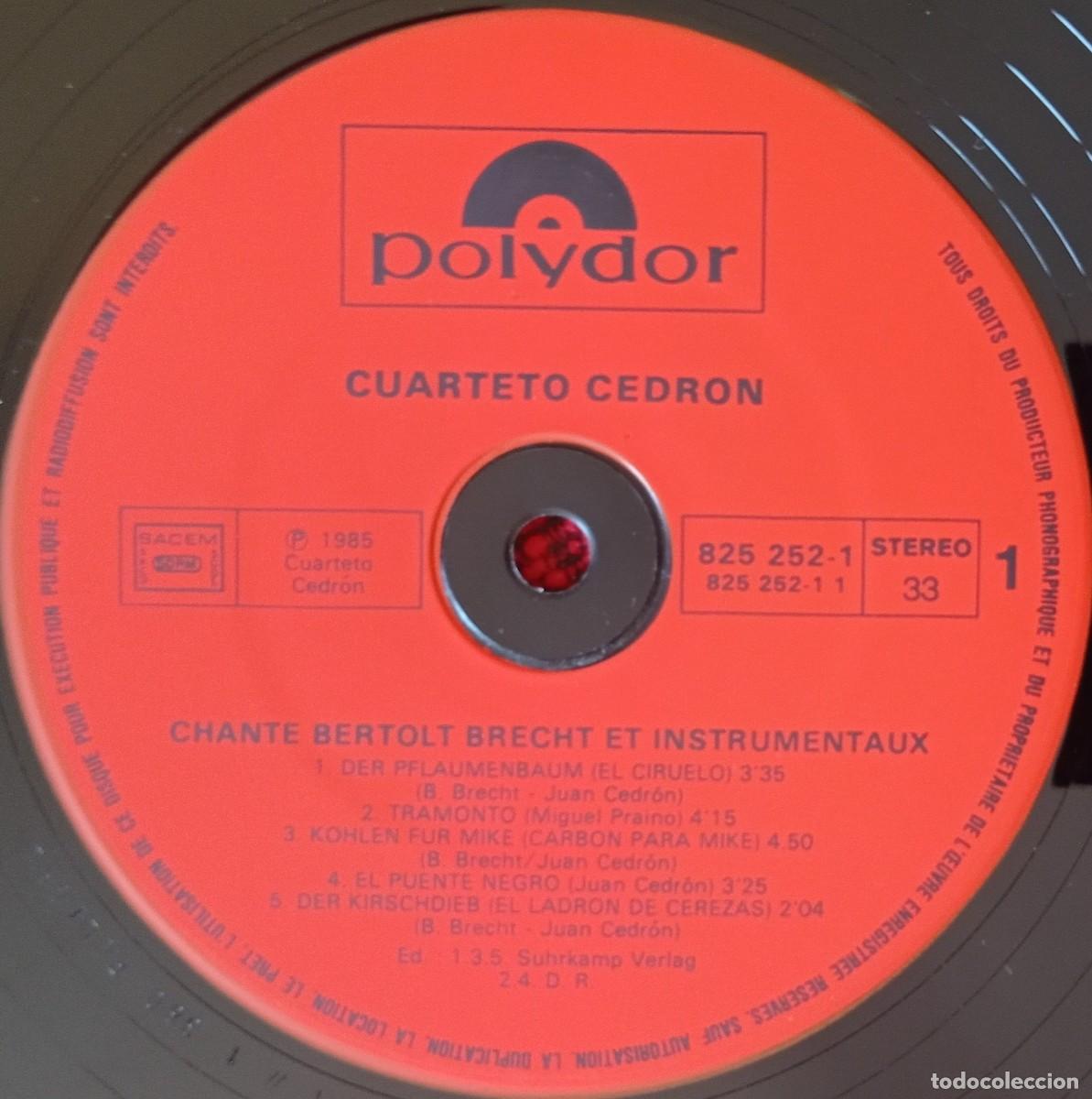 Discos de vinilo: CUARTETO CEDRON ** Chante Bertolt Brecht ** ORIGINAL 1985 VINILO LP - Foto 3