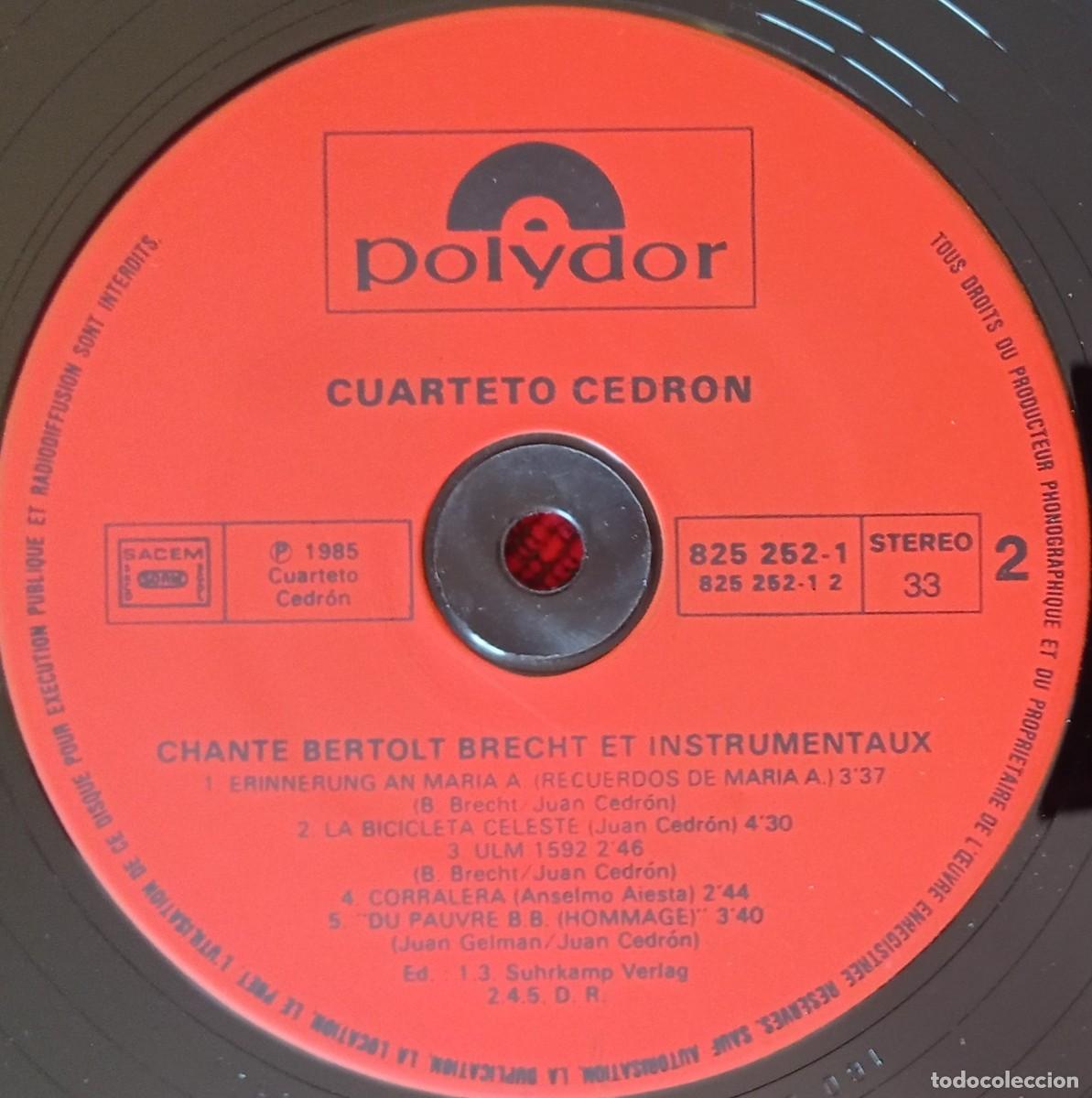 Discos de vinilo: CUARTETO CEDRON ** Chante Bertolt Brecht ** ORIGINAL 1985 VINILO LP - Foto 4