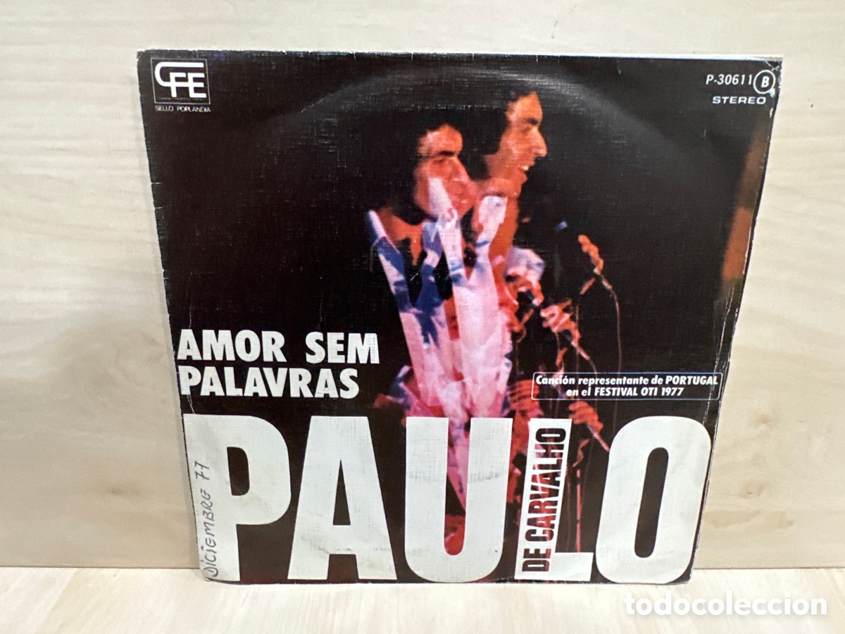 Discos de vinilo: Paulo De Carvalho - Amor Sem Palavras (7&rdquo;, Single) - Foto 1
