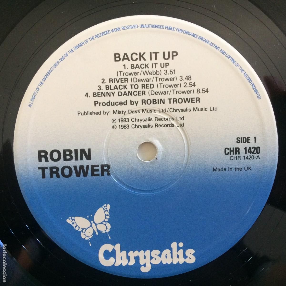 Discos de vinilo: Robin Trower &ndash; Back It Up , UK 1983 Chrysalis - Foto 3