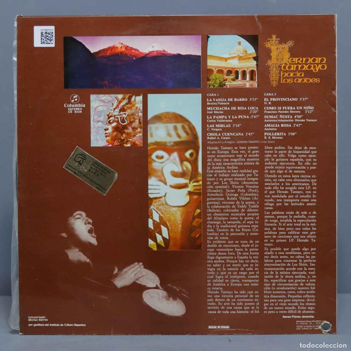 Discos de vinilo: LP. Hern&aacute;n Tamayo &ndash; Hacia Los Andes - Foto 2