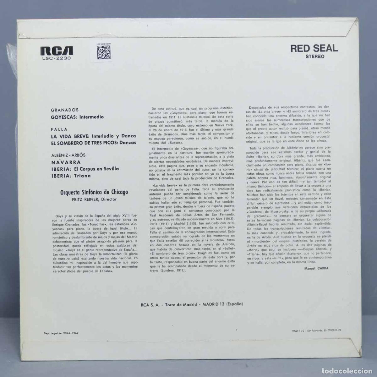 Discos de vinilo: LP. FALLA. ALBENIZ-ARBOS. GRANADOS - Foto 2