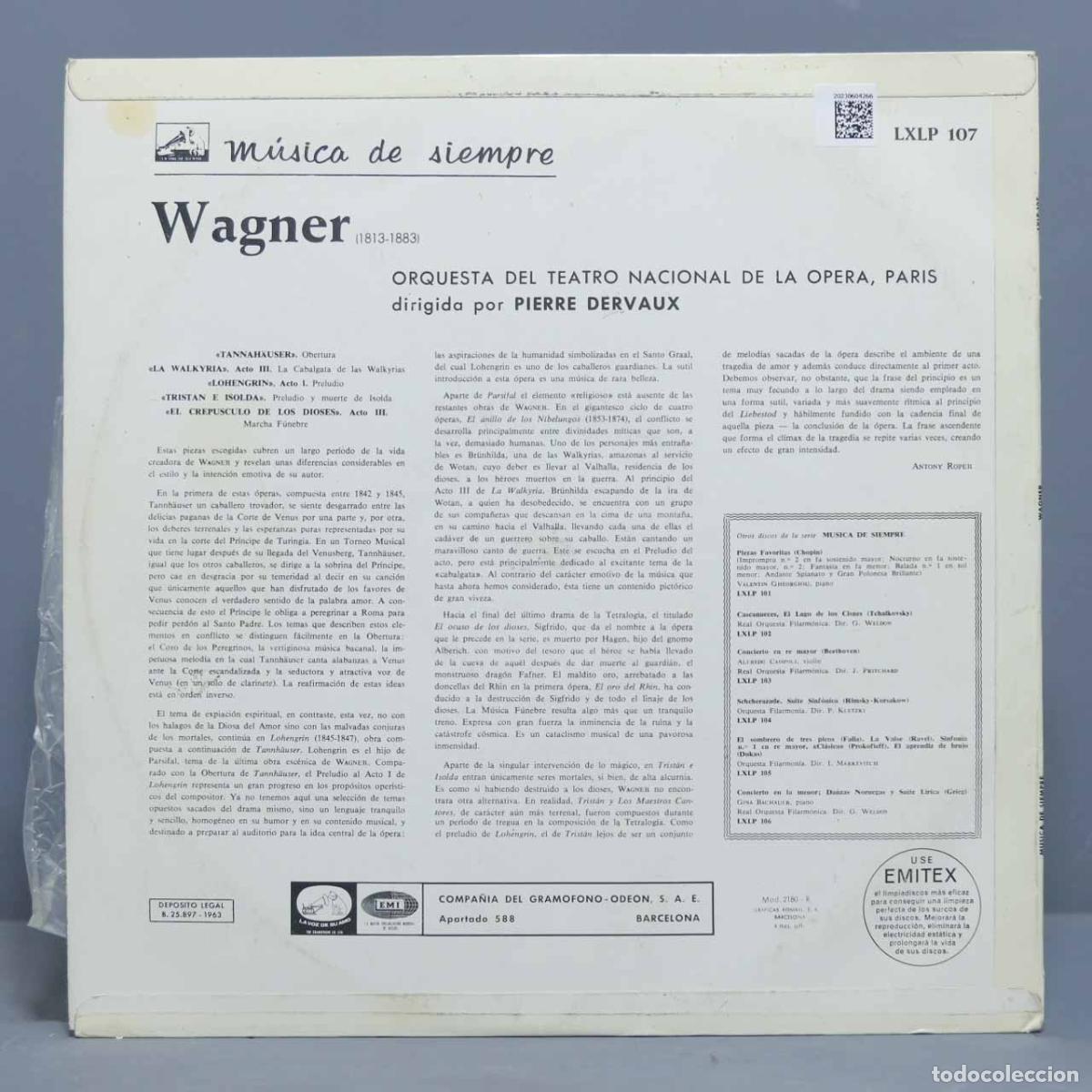 Discos de vinilo: LP. Paris Opera Orchestra, Pierre Dervaux, Wagner &ndash; Wagner - Foto 2