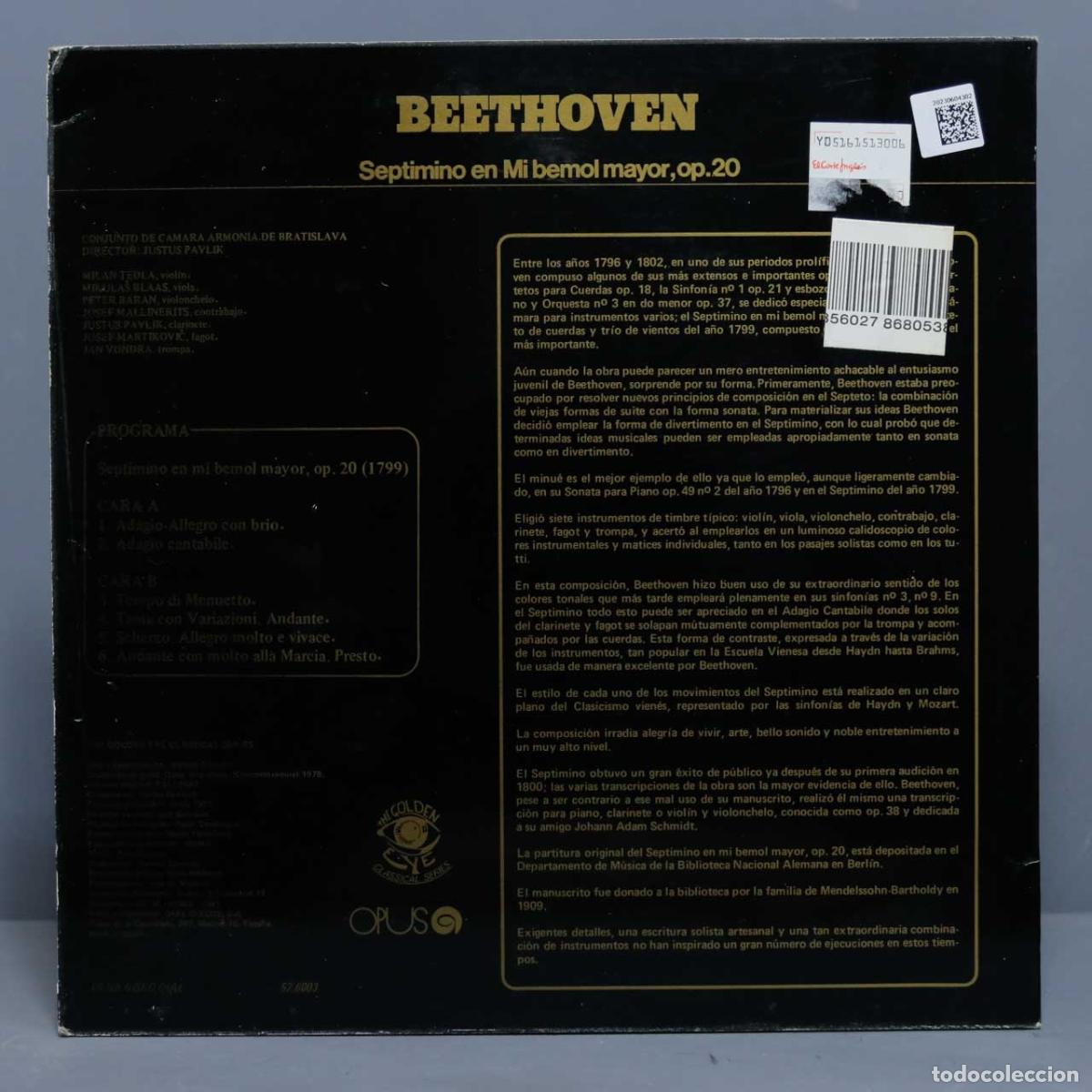 Discos de vinilo: LP BEETHOVEN. OP 20. PAVLIK - Foto 2