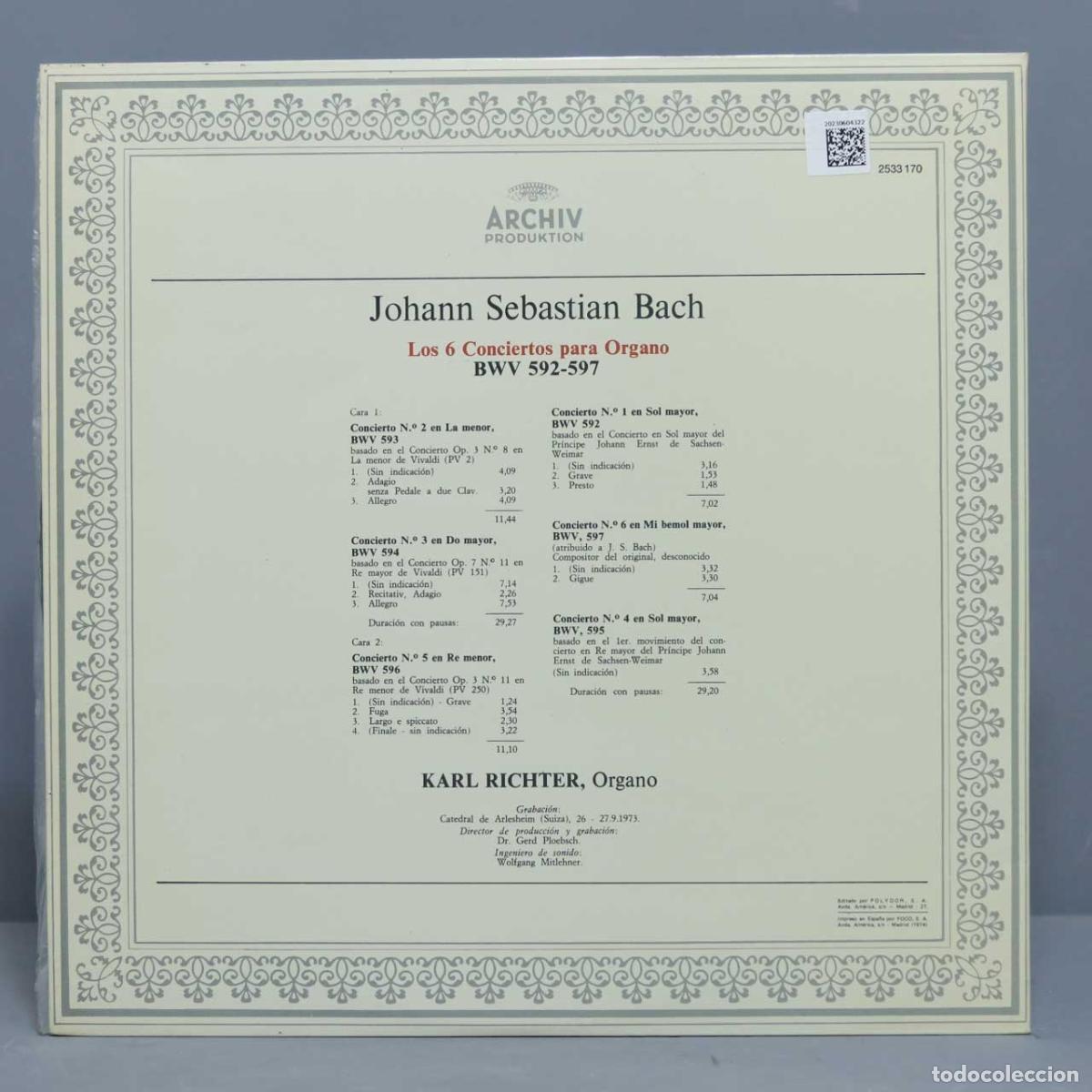 Discos de vinilo: LP BWV 392-397. BACH. RICHTER - Foto 2