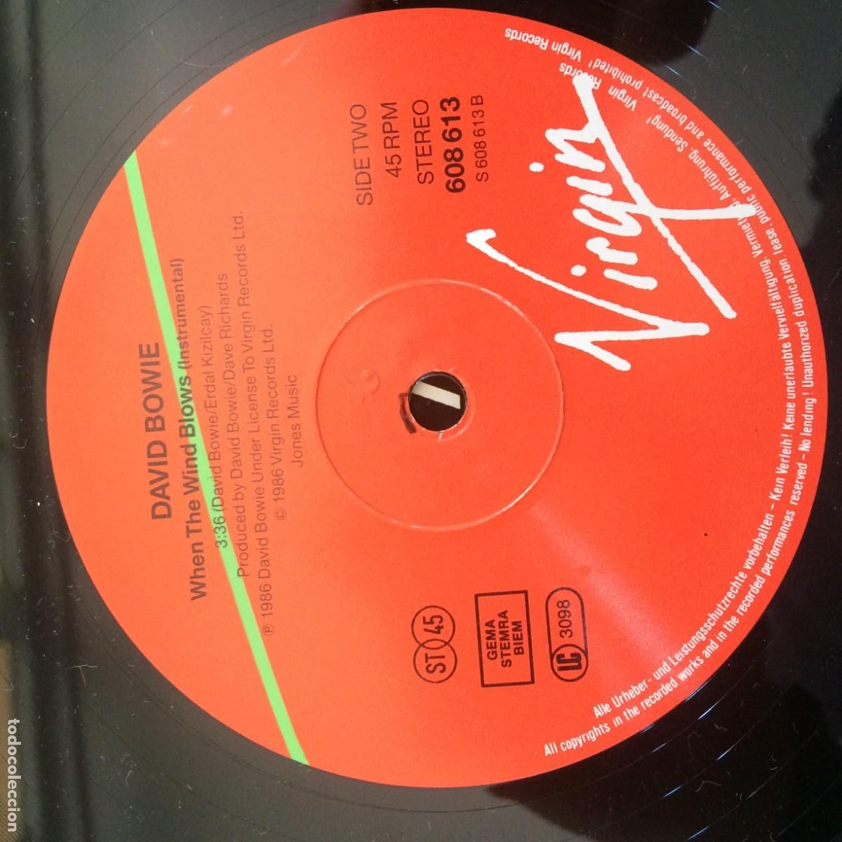 Discos de vinilo: David Bowie &lrm;&ndash; When The Wind Blows , Germany 1986 Virgin Maxi - Foto 4