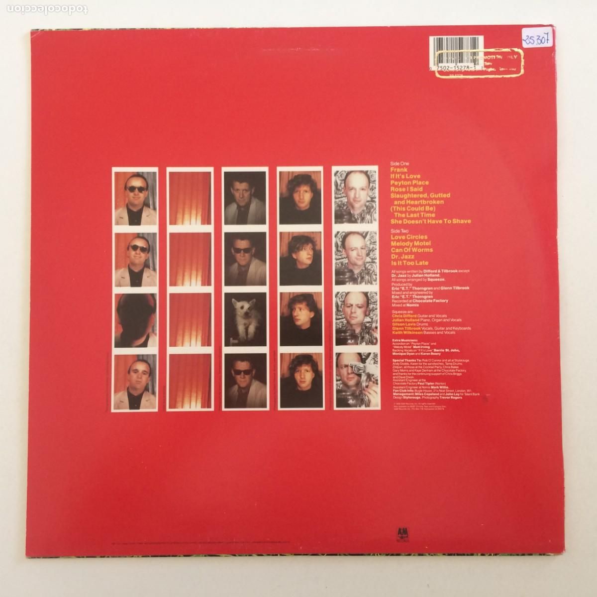 Discos de vinilo: Squeeze &ndash; Frank , USA 1989 A&M Records* - Foto 2