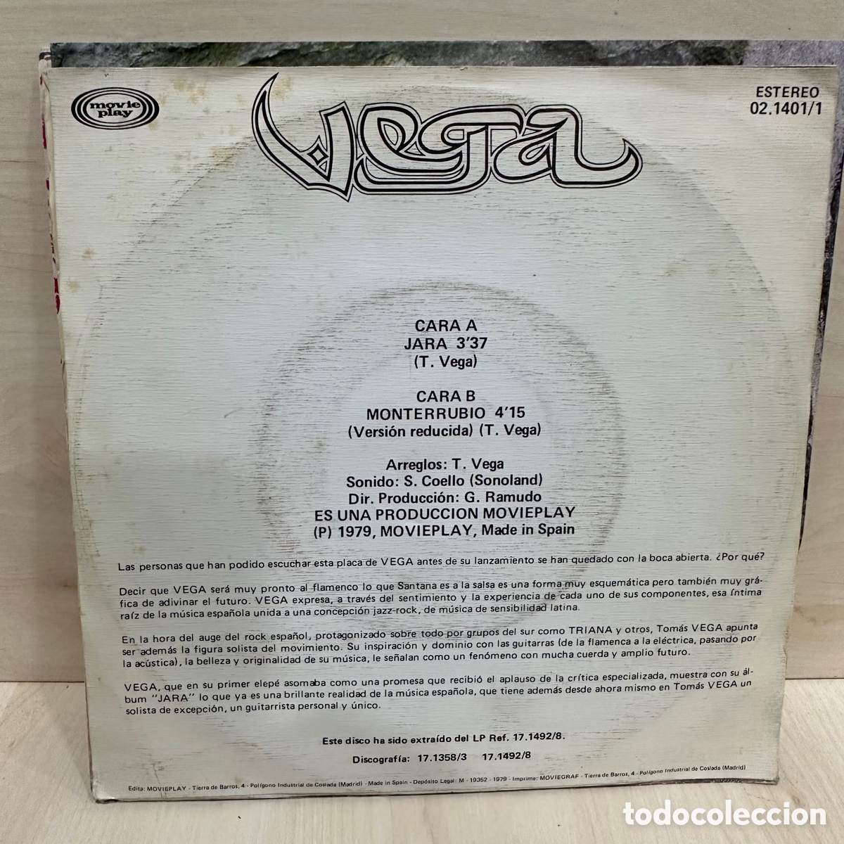 Discos de vinilo: Vega - Jara (7&rdquo;, Single) - Foto 2