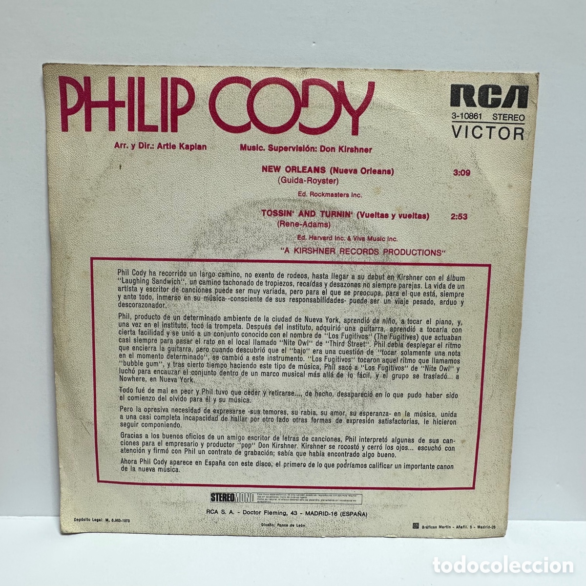 Discos de vinilo: Philip Cody - New Orleans (7&rdquo;, Single) - Foto 2