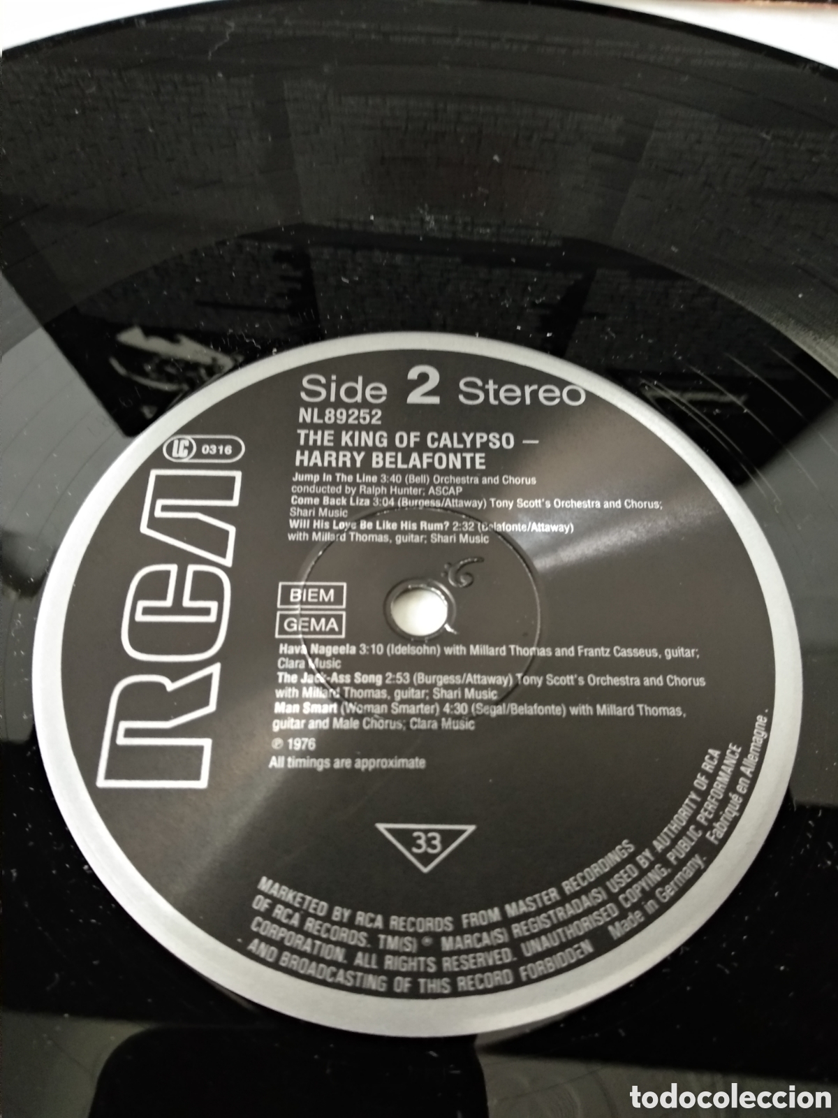 Discos de vinilo: HARRY BELAFONTE, GERMANY, RCA, 1984, J.4 - Foto 4
