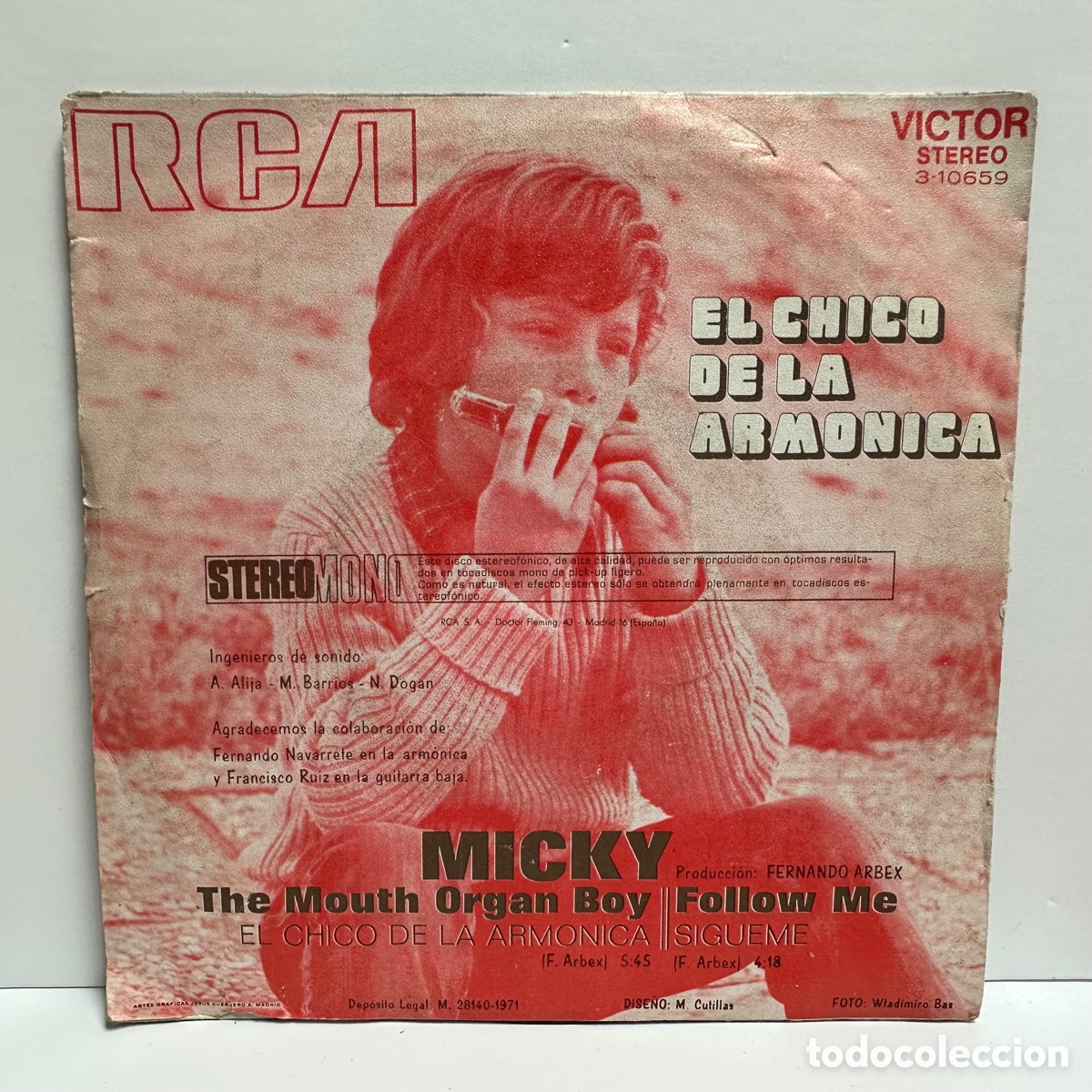 Discos de vinilo: Micky - El Chico De La Arm&oacute;nica (7&rdquo;, Single) - Foto 2