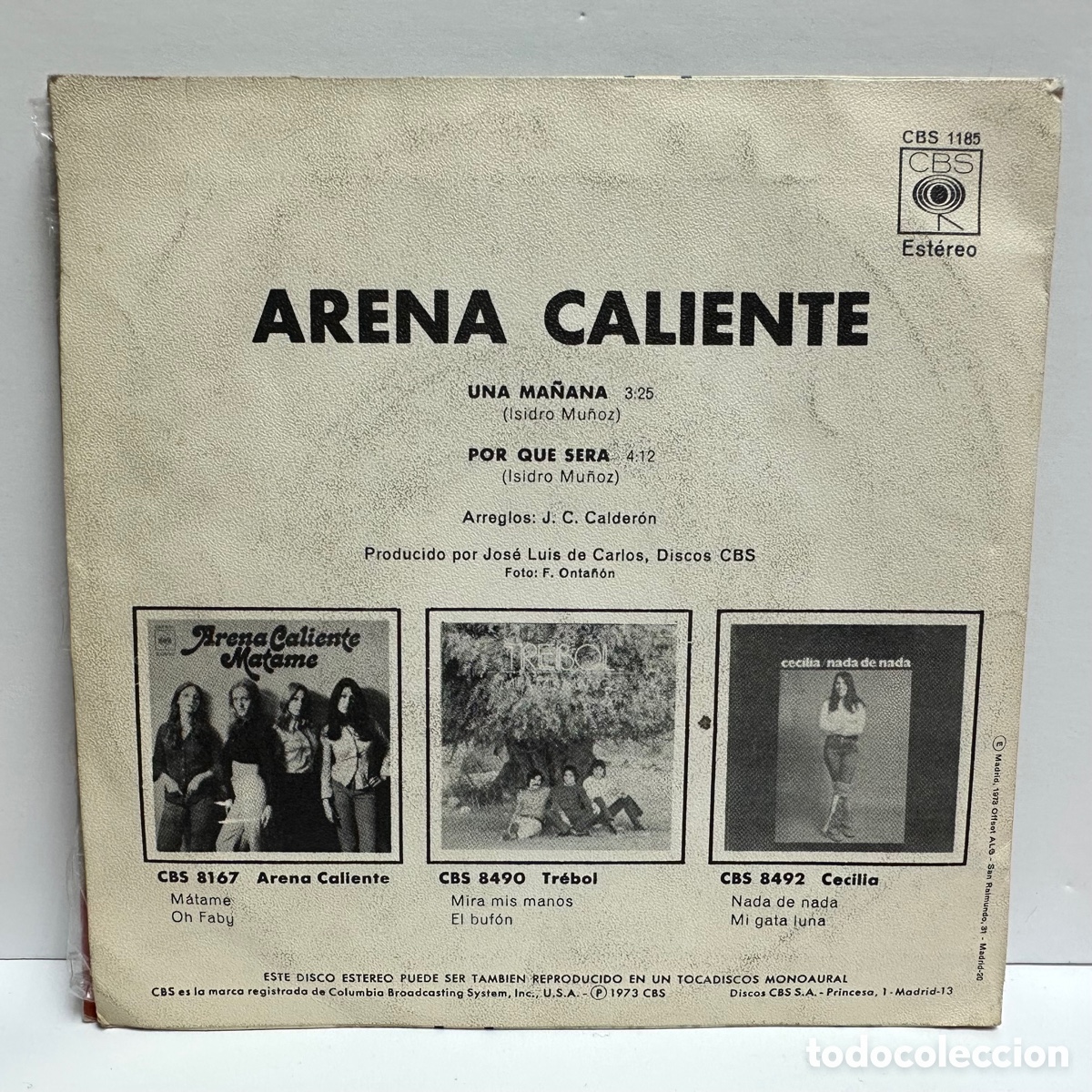 Discos de vinilo: Arena Caliente - Una Ma&ntilde;ana (7&rdquo;, Single) - Foto 2