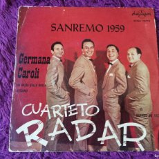 Discos de vinilo: QUARTETTO RADAR, GERMANA CAROLI – SAN REMO 1959, VINYL, EP, 1959 SPAIN ECGE 75115