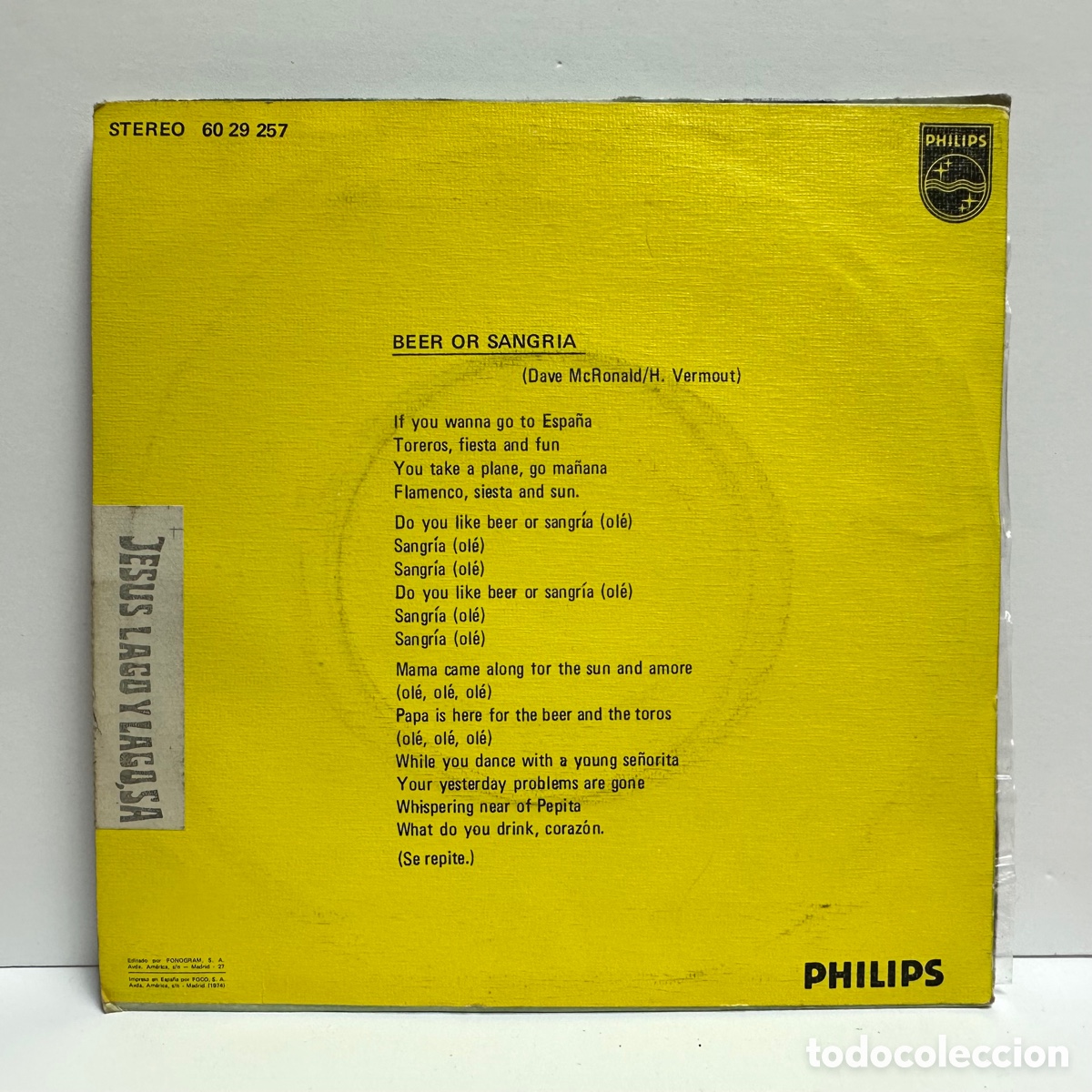 Discos de vinilo: Circus - Beer Or Sangria (7&rdquo;, Single) - Foto 2