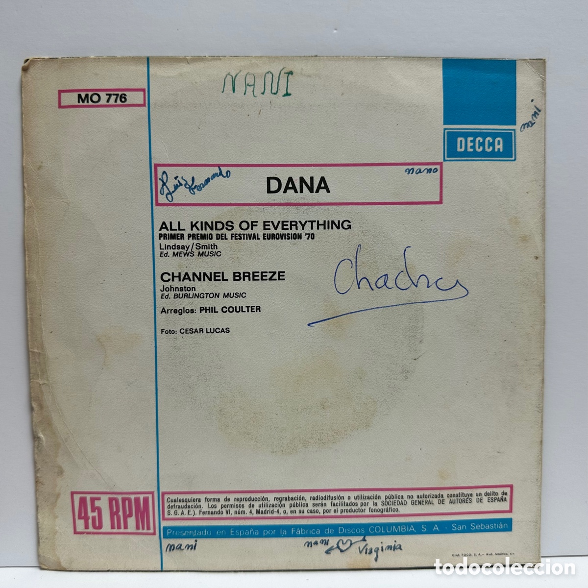 Discos de vinilo: Dana - All Kinds Of Everything (7&rdquo;, Single) - Foto 2