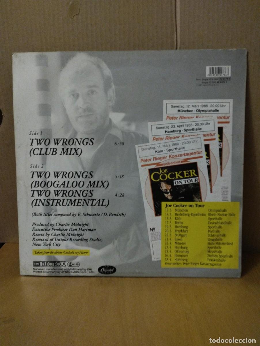 Discos de vinilo: JOE COCKER ---- TWO WRONGS - MAXI SINGLE - Foto 2
