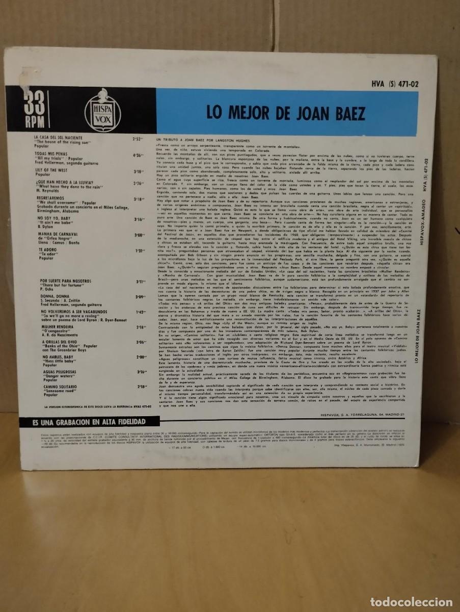Discos de vinilo: JOAN BAEZ ---- LO MEJOR DE - Foto 2