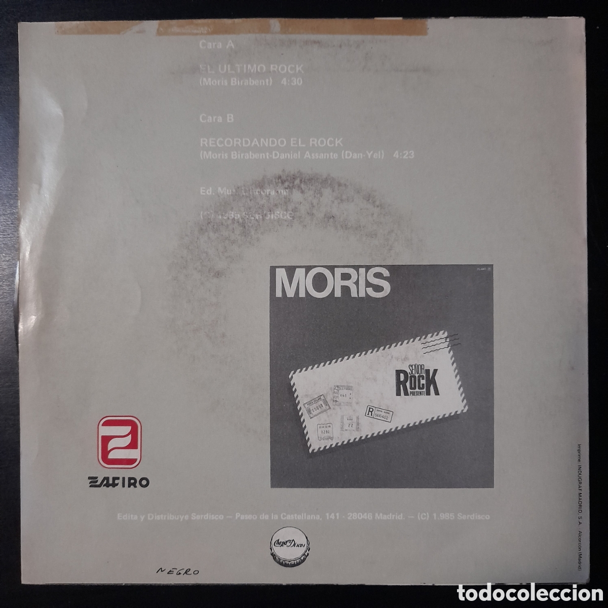 Discos de vinilo: Moris &ndash; El &Uacute;ltimo Rock. Vinilo, 7&rdquo;, Single, Promo - Foto 2