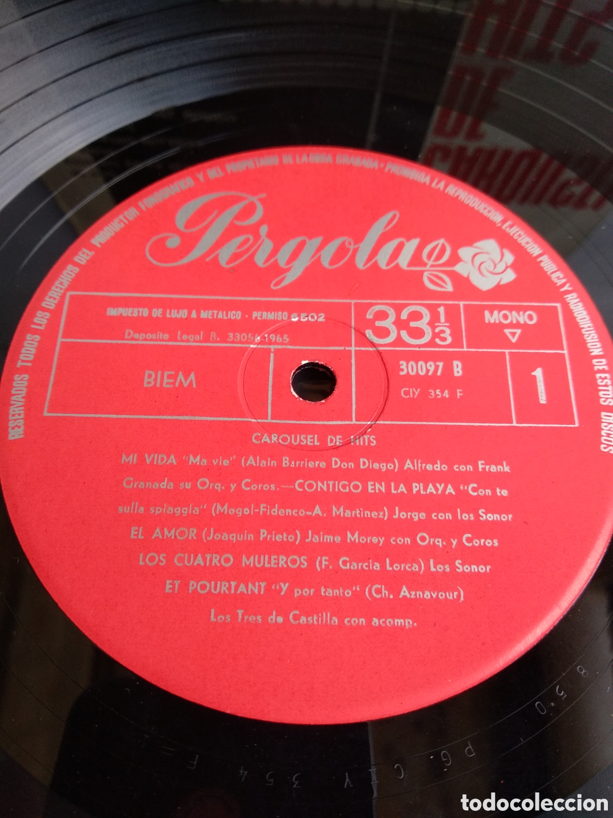 Discos de vinilo: CAROUSEL DE HITS, SPAIN, PERGOLA, 1965, J.5 - Foto 3