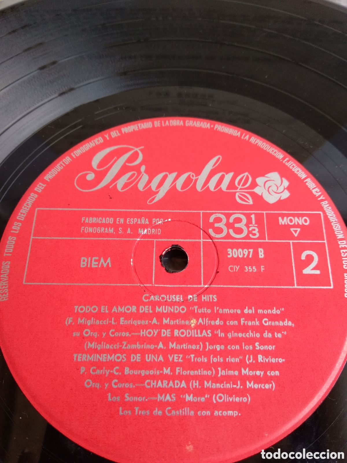Discos de vinilo: CAROUSEL DE HITS, SPAIN, PERGOLA, 1965, J.5 - Foto 4