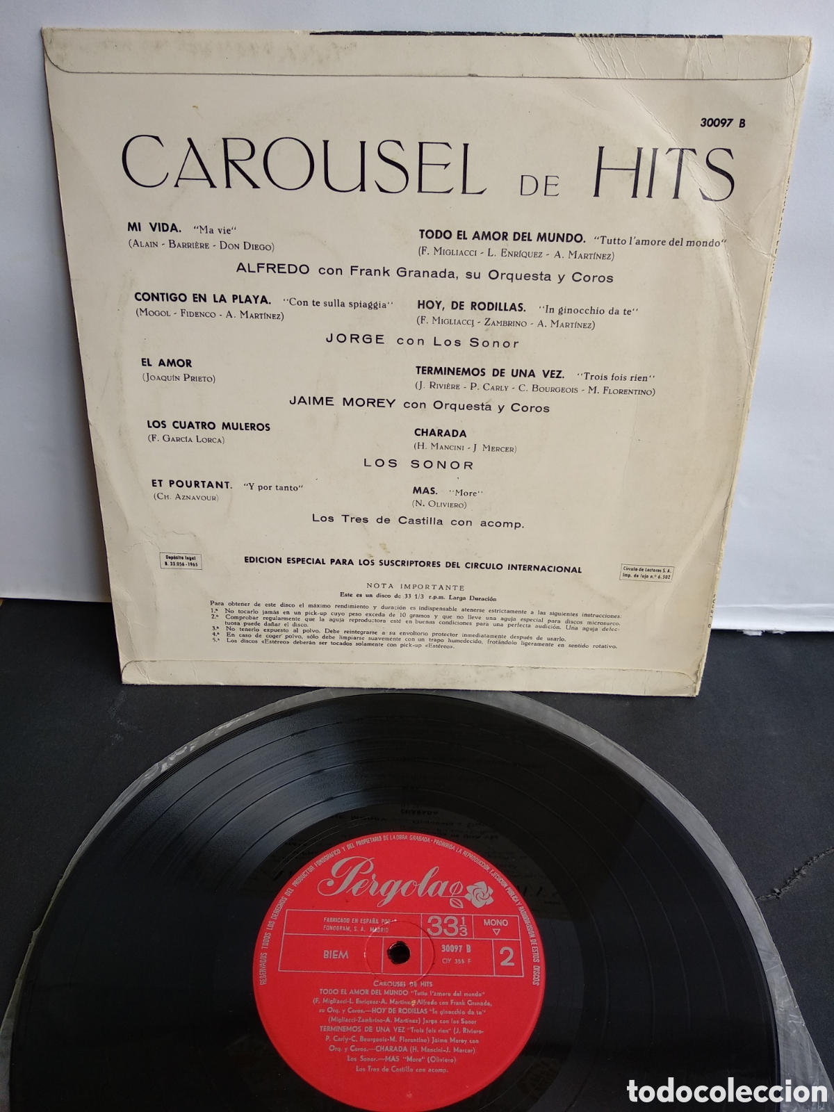 Discos de vinilo: CAROUSEL DE HITS, SPAIN, PERGOLA, 1965, J.5 - Foto 2