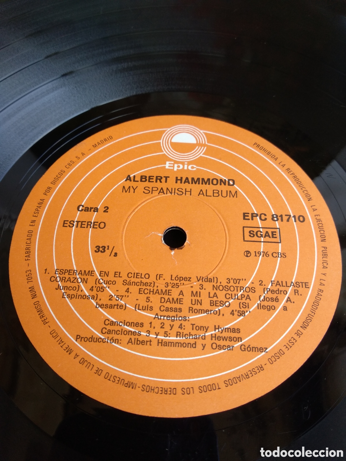 Discos de vinilo: ALBERT HAMMOND, SPAIN, EPIC, 1976, LX.3 - Foto 3