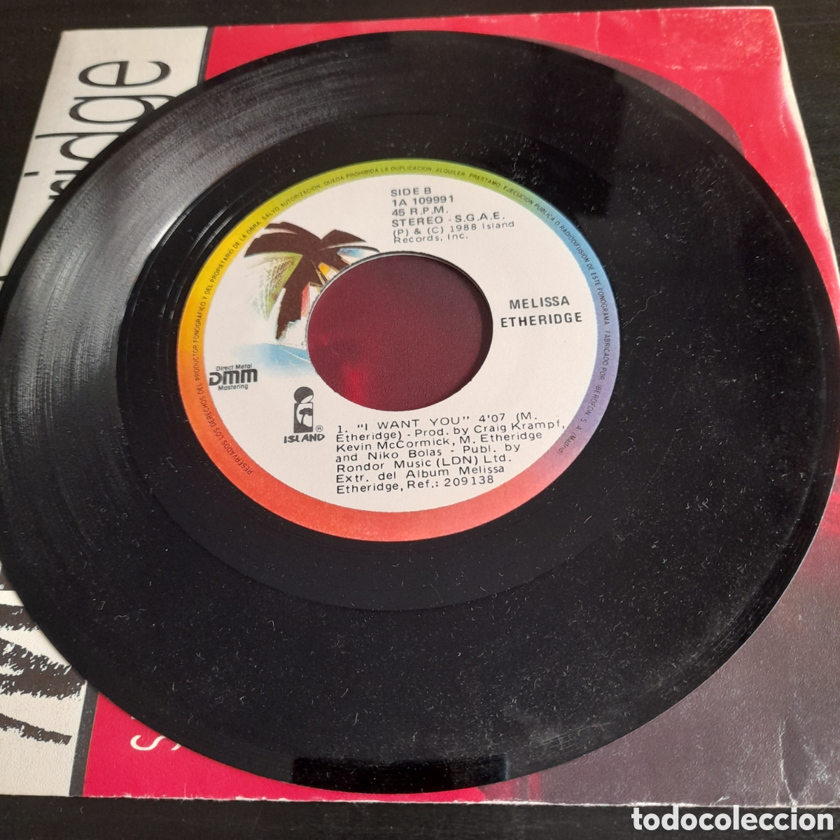 Discos de vinilo: Melissa Etheridge &ndash; Similar Features. Vinilo, 7&rdquo;, Single 1989 Espa&ntilde;a - Foto 4