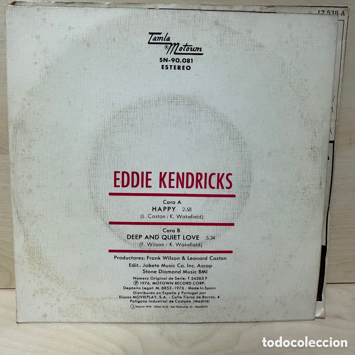 Discos de vinilo: Eddie Kendricks - Happy (7&rdquo;, Single) - Foto 2