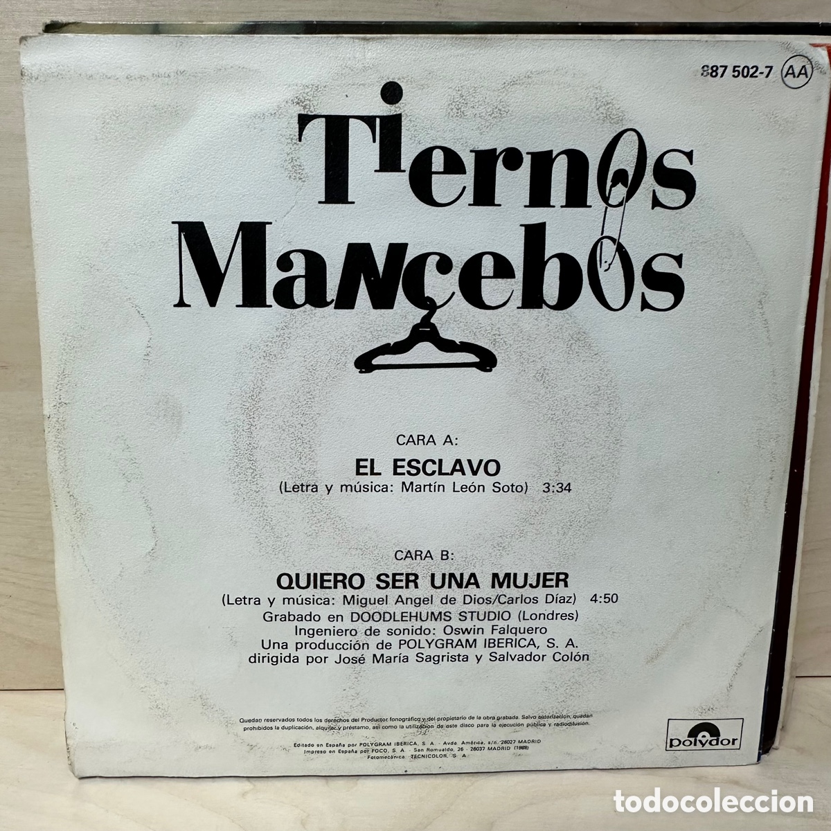 Discos de vinilo: Tiernos Mancebos - El Esclavo (7&rdquo;) - Foto 2