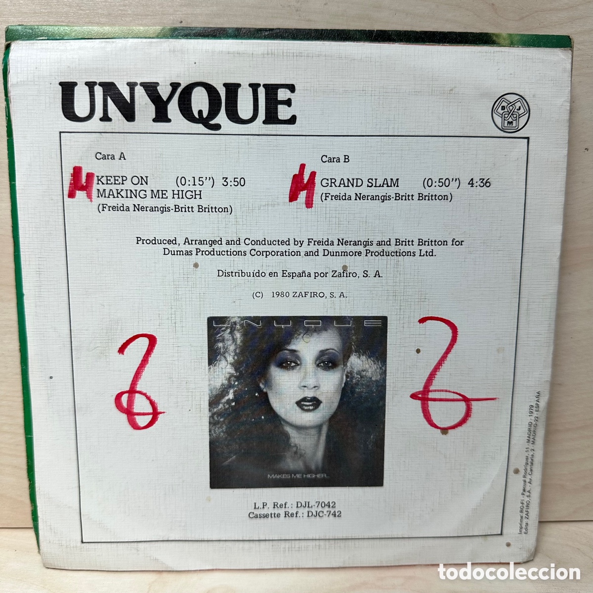 Discos de vinilo: Unyque - Keep On Making Me High (7&rdquo;, Single, Promo) - Foto 2