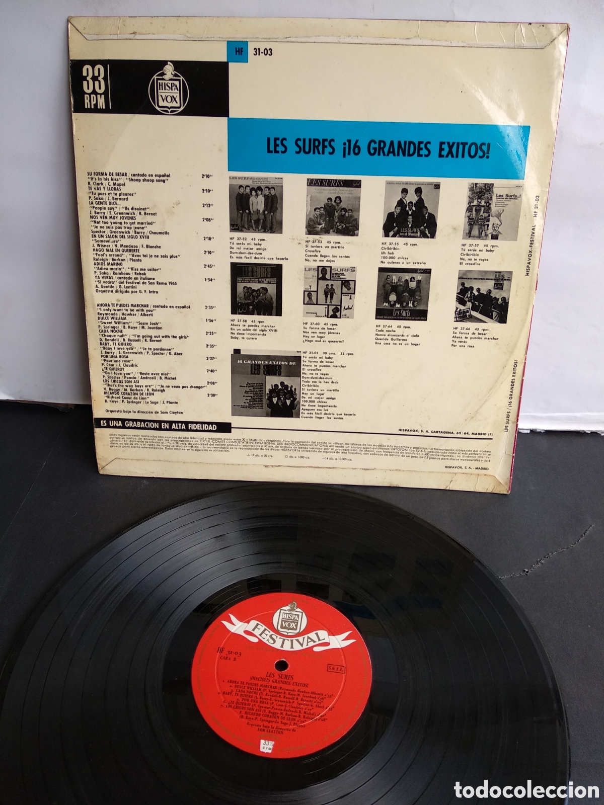 Discos de vinilo: LES SURFS, 16 GRANDES &Eacute;XITOS, SPAIN, HISPAVOX, LX.4 - Foto 2