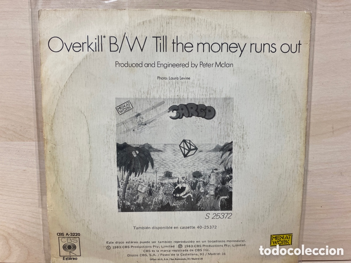 Discos de vinilo: Men At Work - Overkill (7&rdquo;, Single) - Foto 2