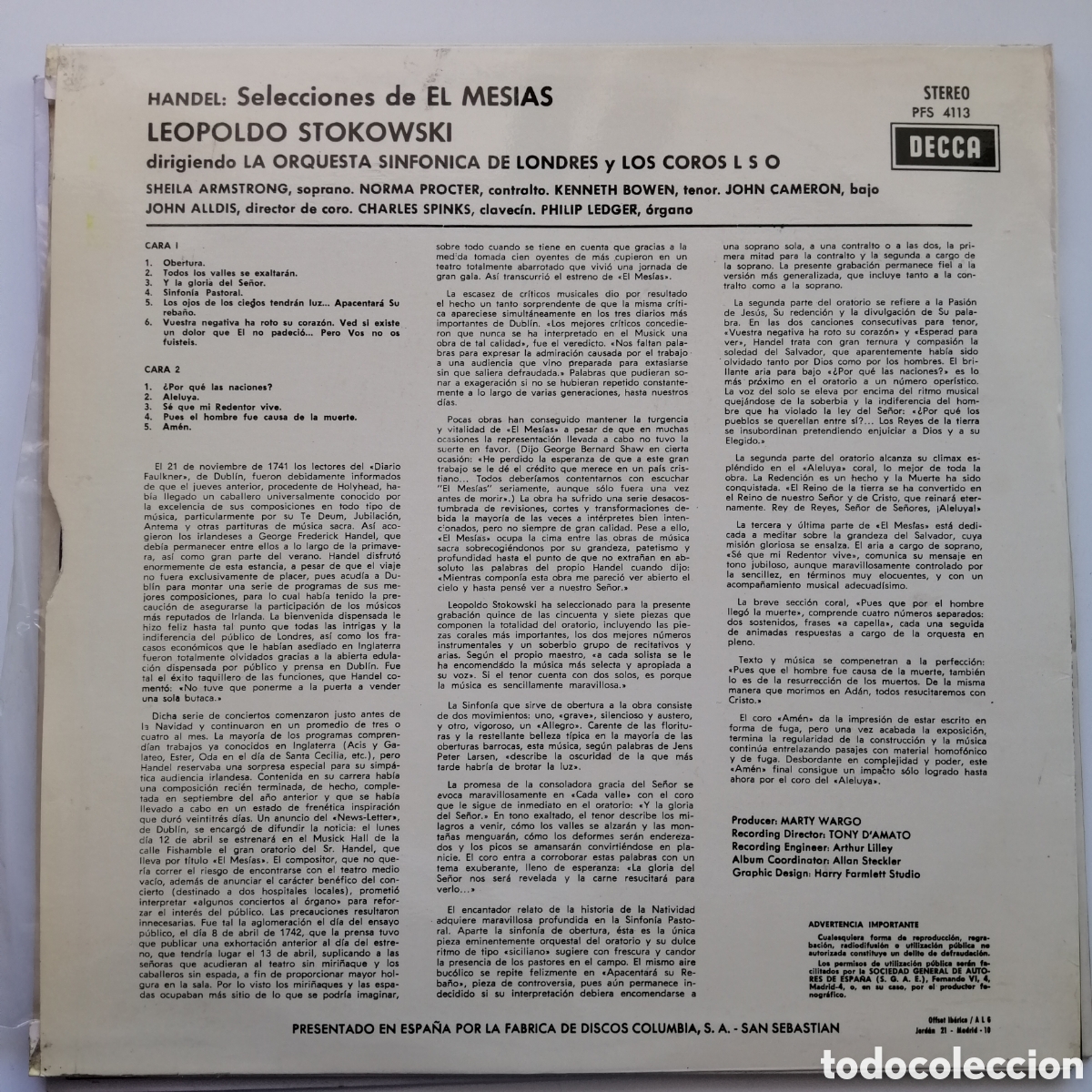 Discos de vinilo: Messiah Leopold Stokowski vinilo - Foto 3