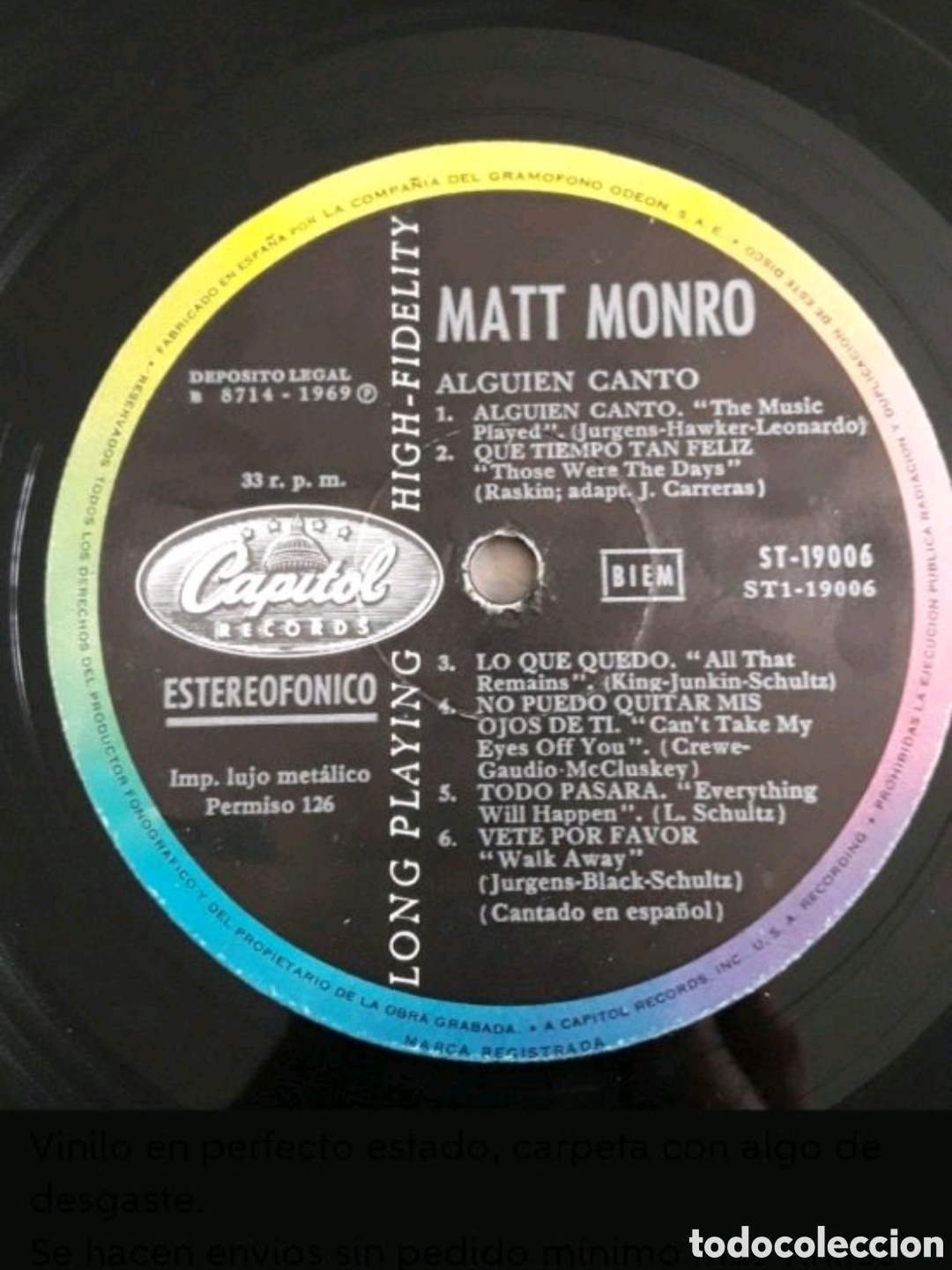 Discos de vinilo: Lp Matt Monro. Alguien cant&oacute; - Foto 3