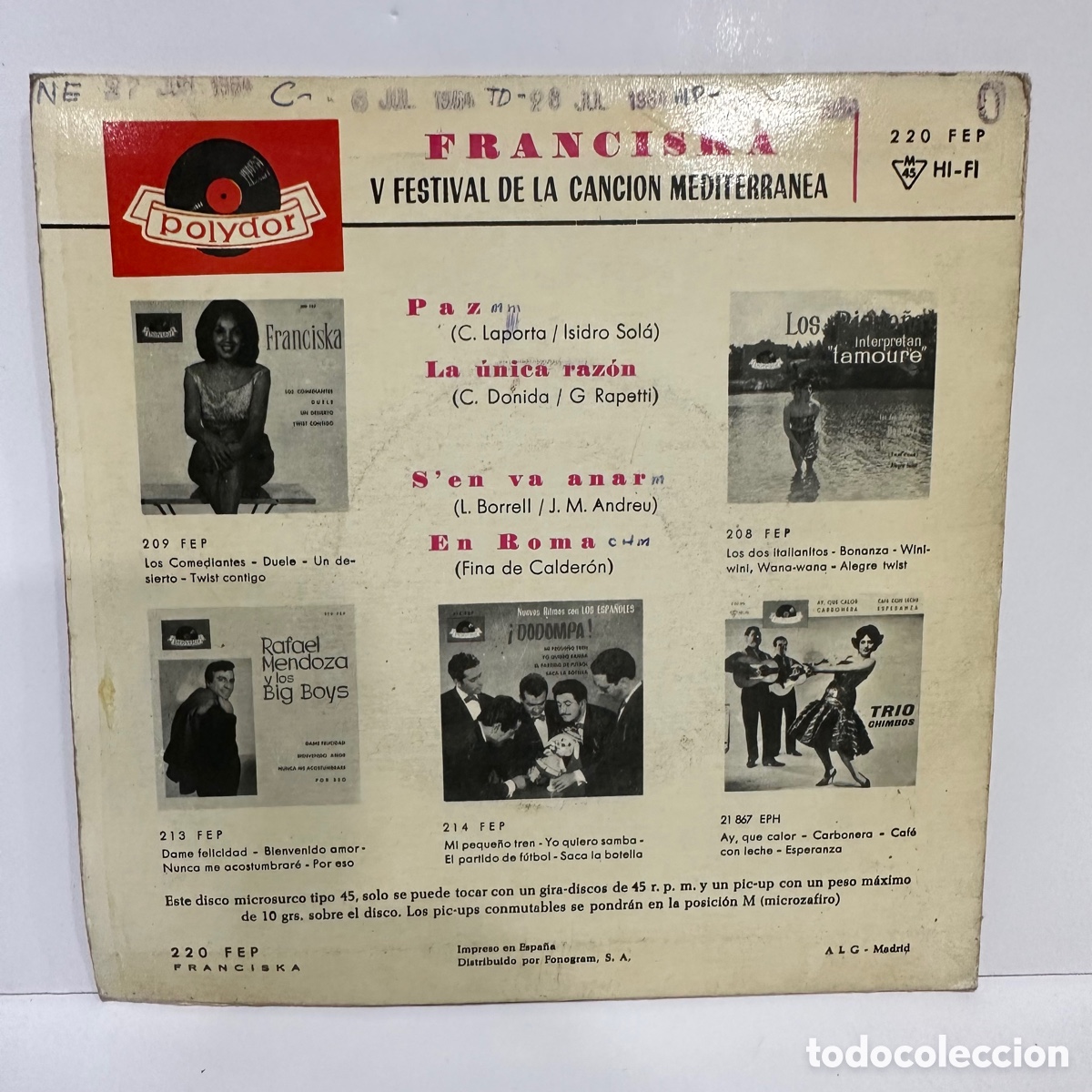 Discos de vinilo: Franciska - Paz (7&rdquo;, EP) - Foto 2