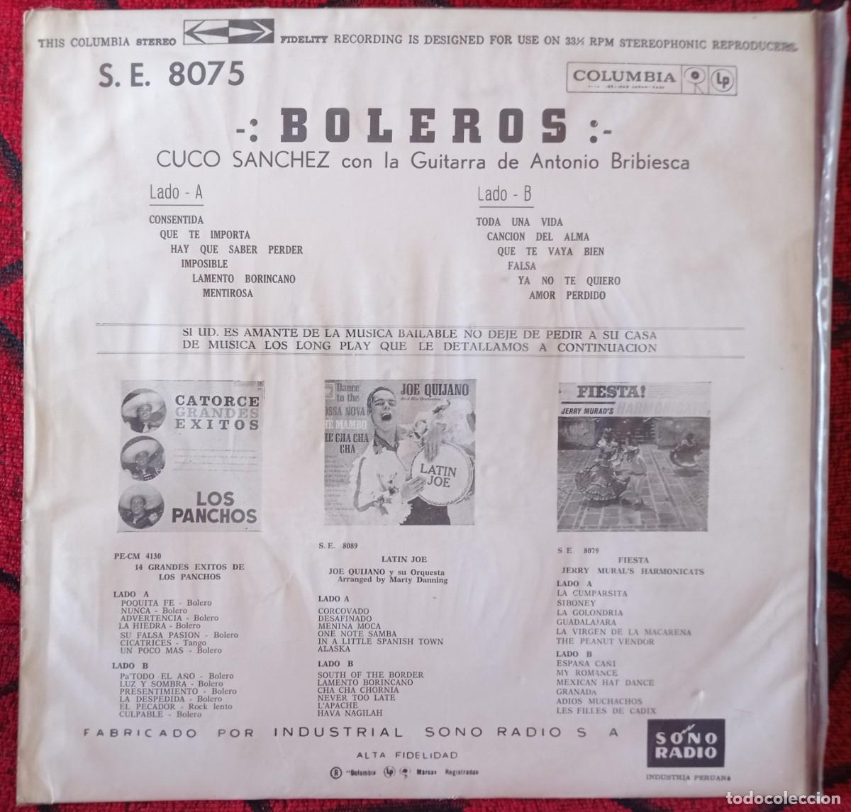 Discos de vinilo: CUCO SANCHEZ ** Canta Boleros ** VINILO ORIGINAL PERU LP - Foto 2