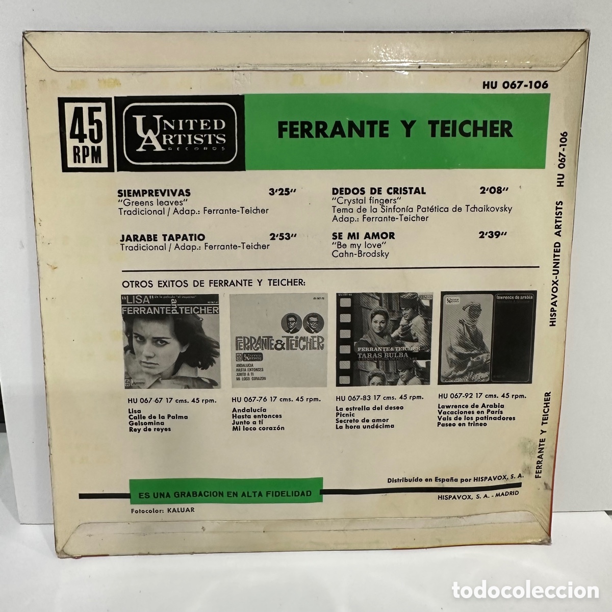 Discos de vinilo: Ferrante & Teicher - Siempre Vivas (7&rdquo;, EP) - Foto 2