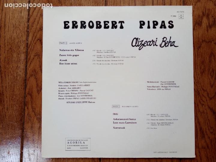 Discos de vinilo: Errobert Pipas Larrandaburu - aizeari beha - Foto 2