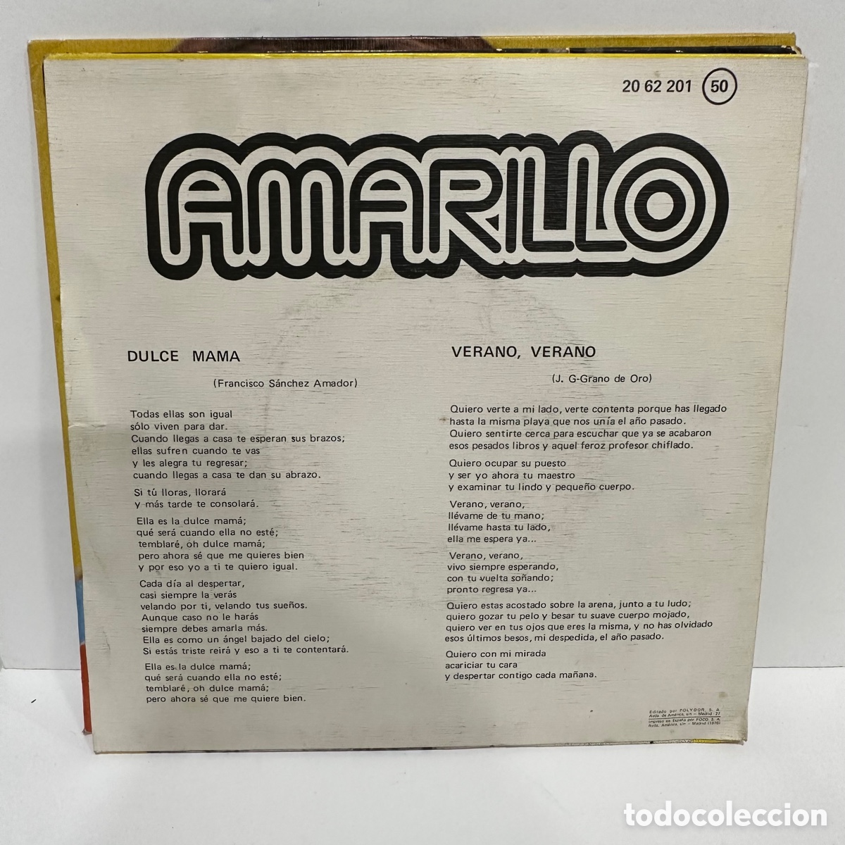 Discos de vinilo: Amarillo - Verano Verano/Dulce Mama (7&rdquo;, Single) - Foto 2
